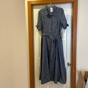 Calvin Klein NWT pinstripe blue maxi dress size 16